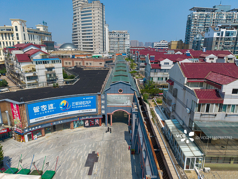 江苏省南通市崇川区，南大街，城市风光，航拍图片素材
