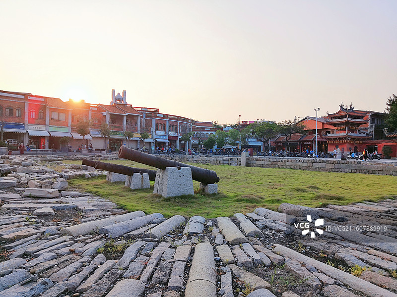 泉州 天后宫 德济门 遗址 古代 大炮 日落 夕阳图片素材