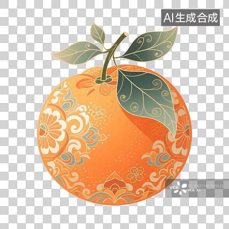 【AI数字艺术】国风手绘插画，水果，橘子，柑橘，沃柑，秋天美食免抠元素图片素材