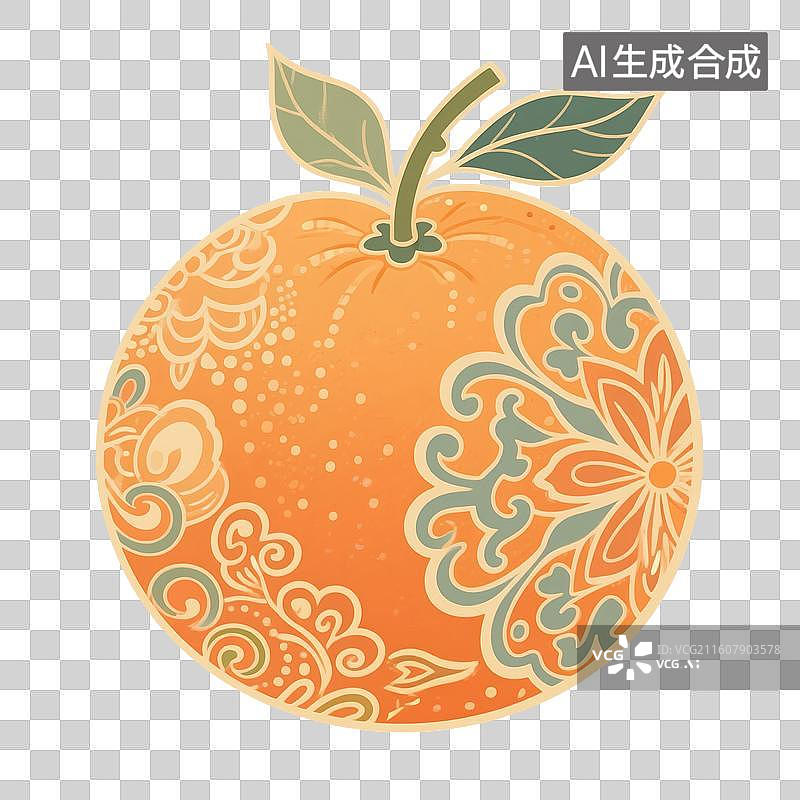 【AI数字艺术】国风手绘插画，水果，橘子，柑橘，沃柑，秋天美食免抠元素图片素材