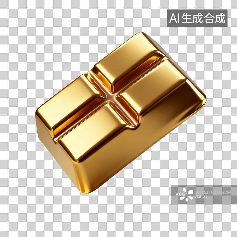 【AI数字艺术】3D渲染，金色巧克力，一块巧克力，黑巧，可可脂，甜食零食烘焙原料图片素材