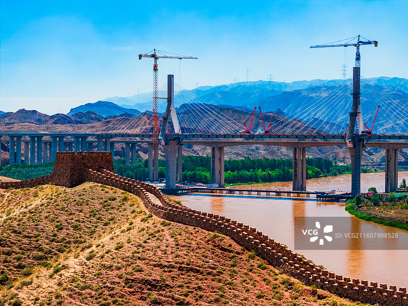 宁夏 中卫 沙坡头 长城图片素材