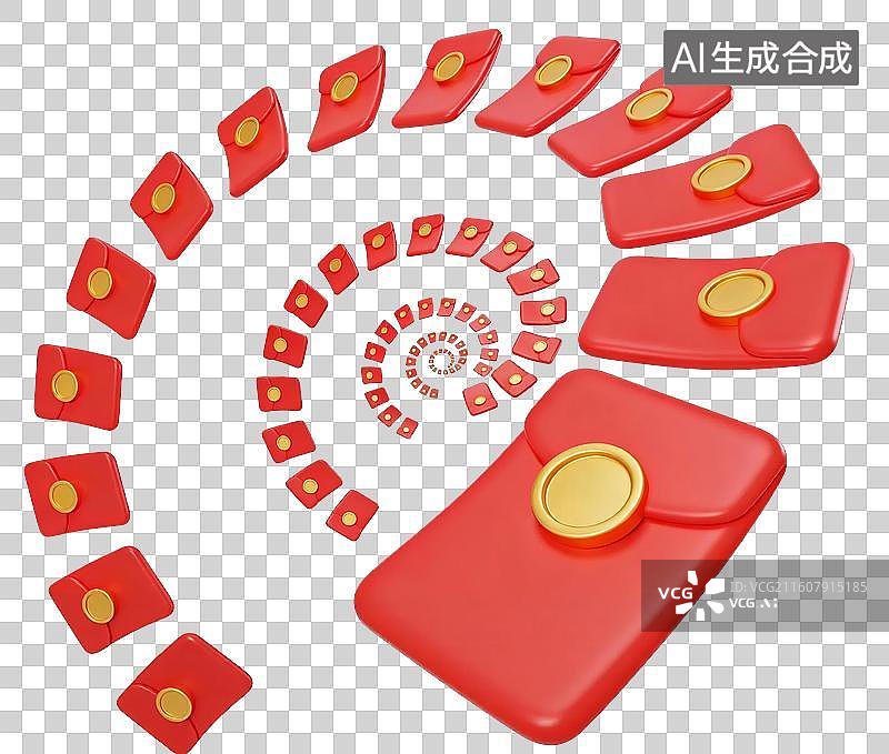 【AI数字艺术】3D节日喜庆红包铜钱纷飞图片素材