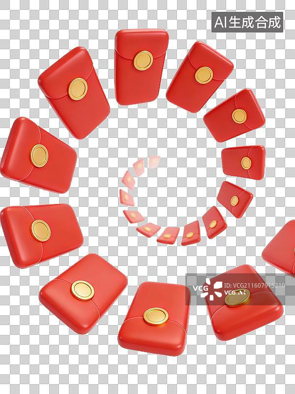 【AI数字艺术】3D节日喜庆红包铜钱纷飞图片素材