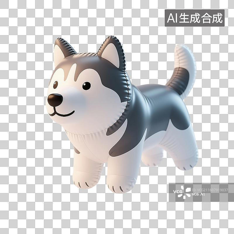 【AI数字艺术】3D渲染，膨胀充气风格，气球，狗，小狗，狗年，十二生肖，宠物，动物，免抠元素图片素材