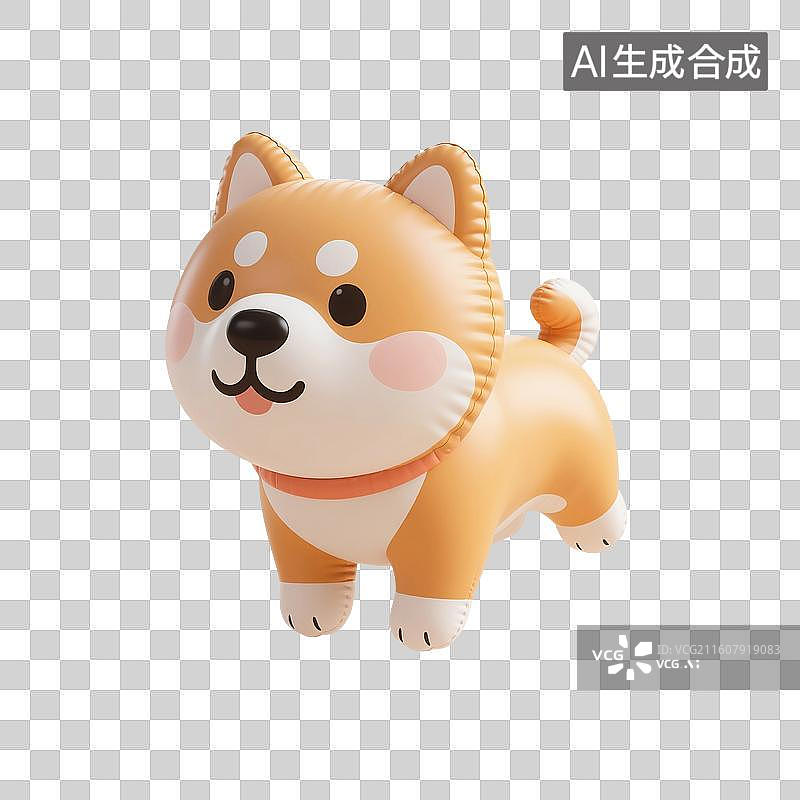【AI数字艺术】3D渲染，膨胀充气风格，气球，狗，小狗，狗年，十二生肖，宠物，动物，免抠元素图片素材