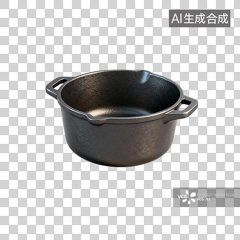 【AI数字艺术】3D渲染，铸铁锅，户外活动，露营，野餐，野炊，炊具，免抠元素图片素材