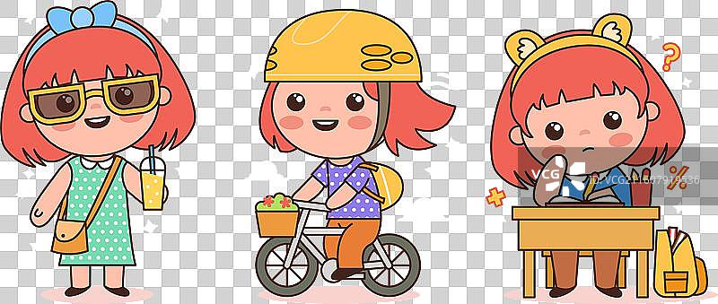 手绘可爱女孩图片素材