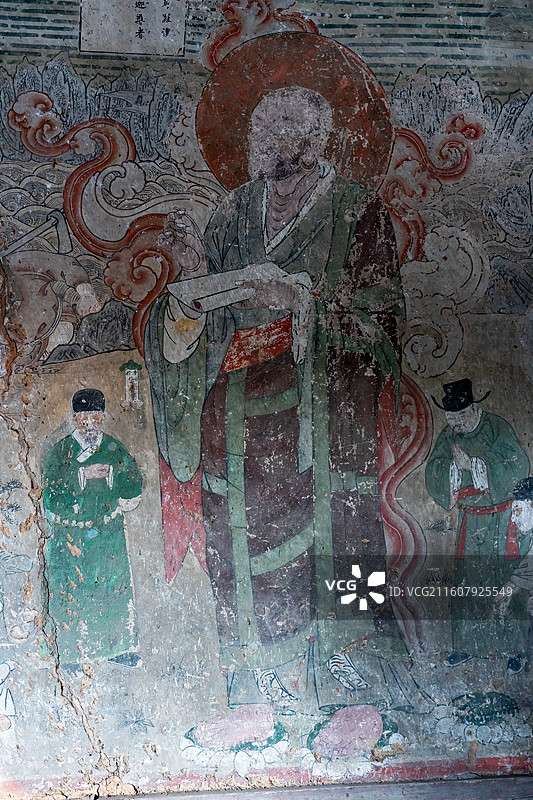 天津蓟州独乐寺观音阁元代壁画图片素材