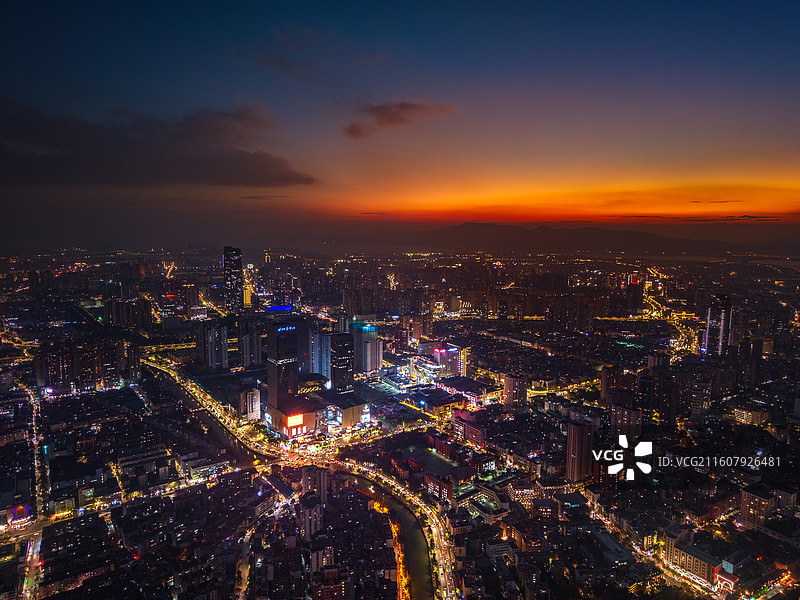 云南昆明夜景城市风光全景航拍图片素材