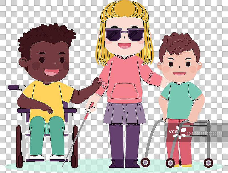 手绘残疾人士图片素材