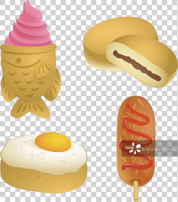 渐变韩式街头小吃元素集合图片素材