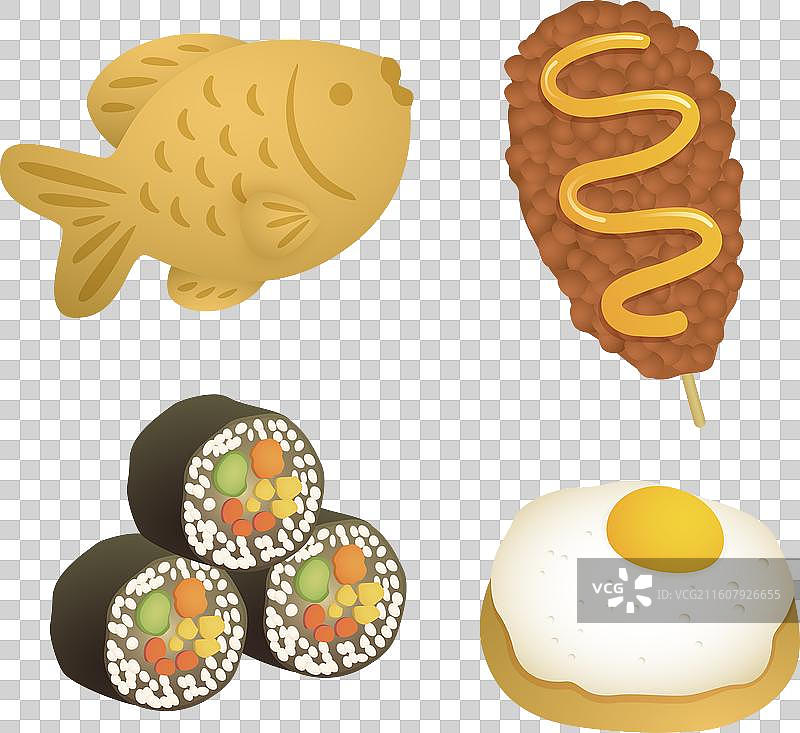 渐变韩式街头小吃元素集合图片素材