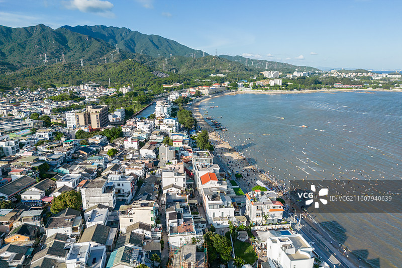 深圳海边沙滩和民宿，深圳较场尾图片素材