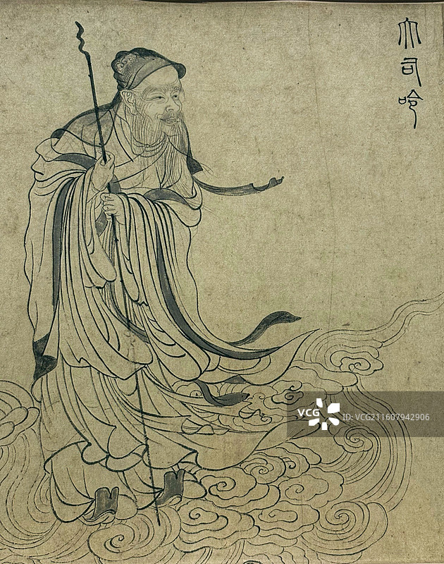 上海博物馆藏元张渥九歌图卷｜白描人物神祇群像（河伯东君少司命／书法题跋鉴藏印）｜元代书画研究图片素材