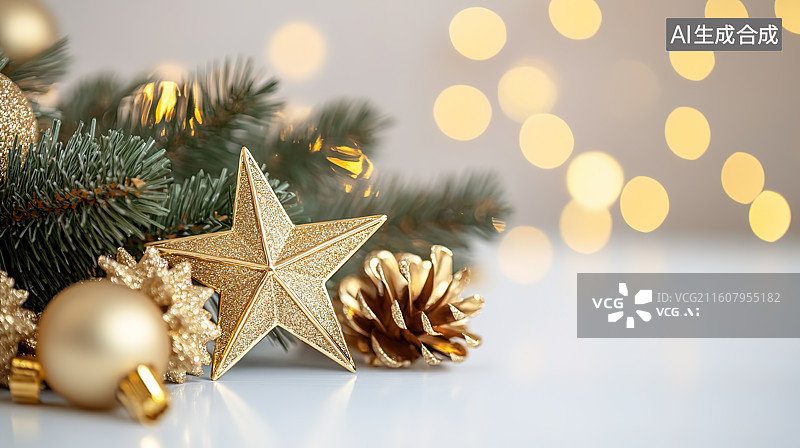 【AI数字艺术】圣诞树背景下的小星星——圣诞节主题背景图片素材