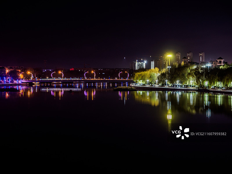 阜新细河夜景图片素材