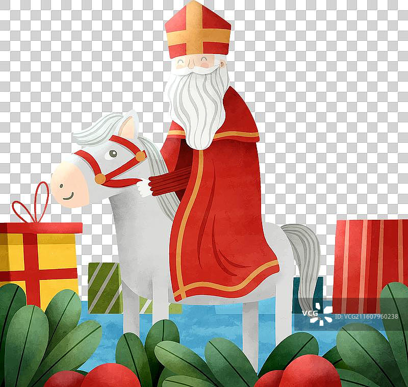 水彩画圣尼古拉斯图片素材