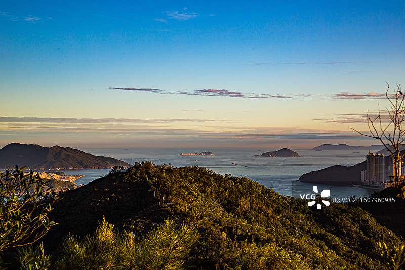 香港五桂山峰俯瞰维景湾建筑森林图片素材