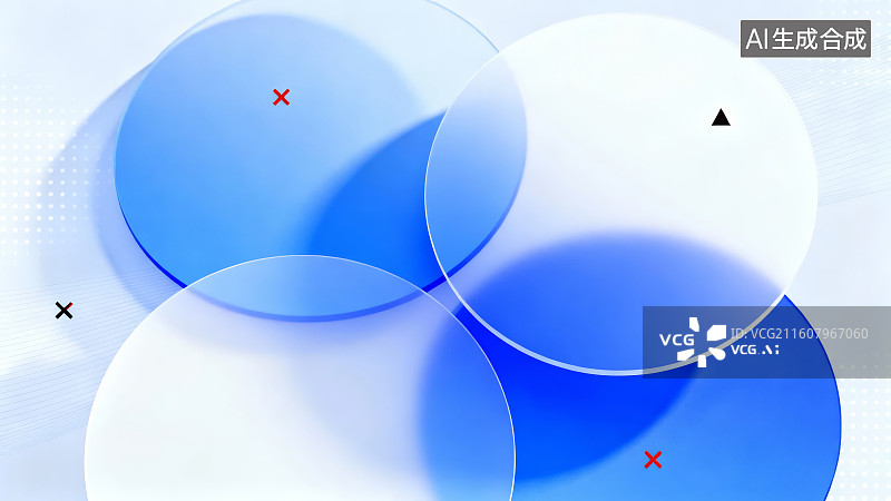 【AI数字艺术】蓝色渐变圆形重叠图案图片素材