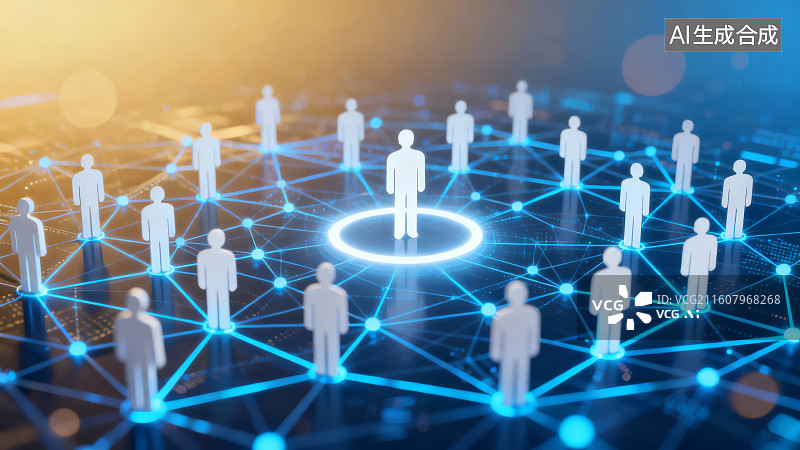 【AI数字艺术】网络连接中的人形图标图片素材