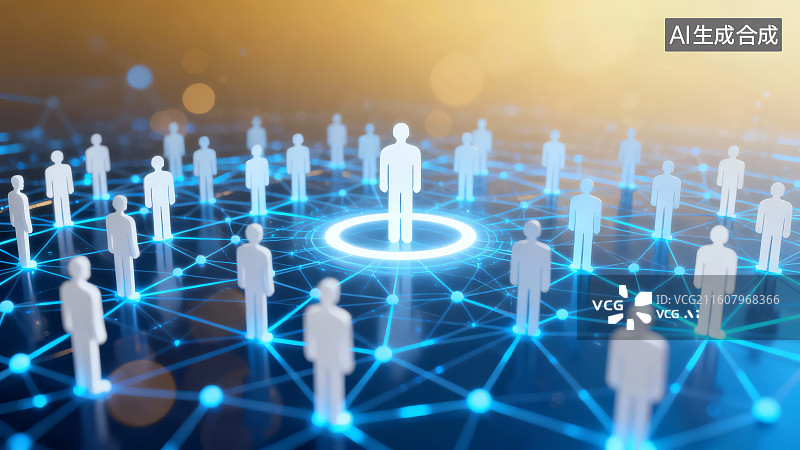 【AI数字艺术】网络连接中的人形图标图片素材