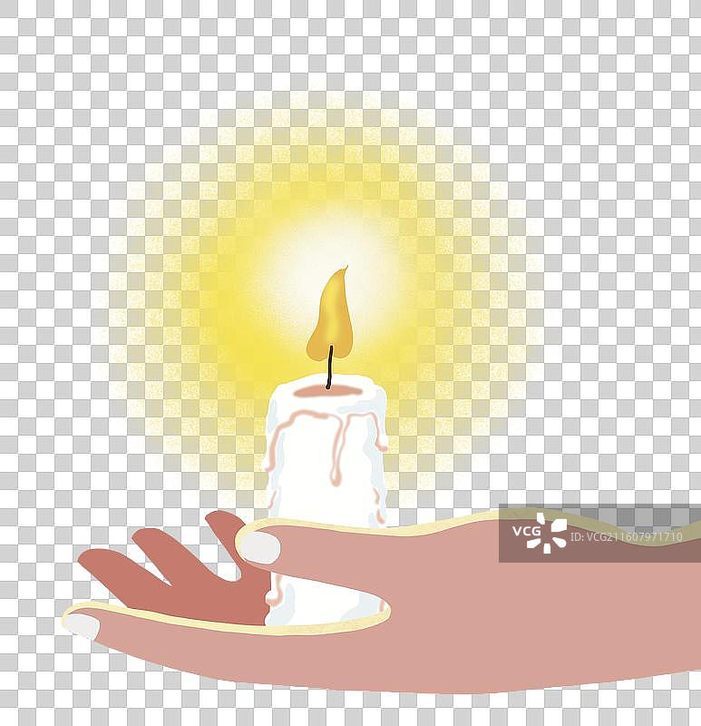 彩色卡通插画元素手拿蜡烛纪念燃烧的蜡烛回忆图片素材