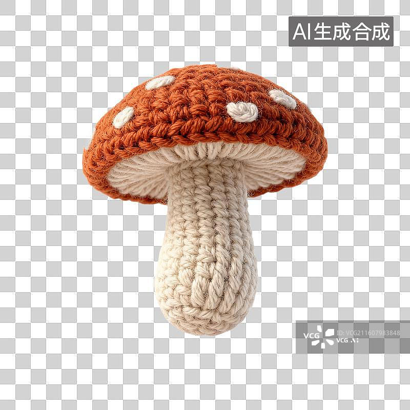 【AI数字艺术】手工钩织的红色蘑菇图片素材