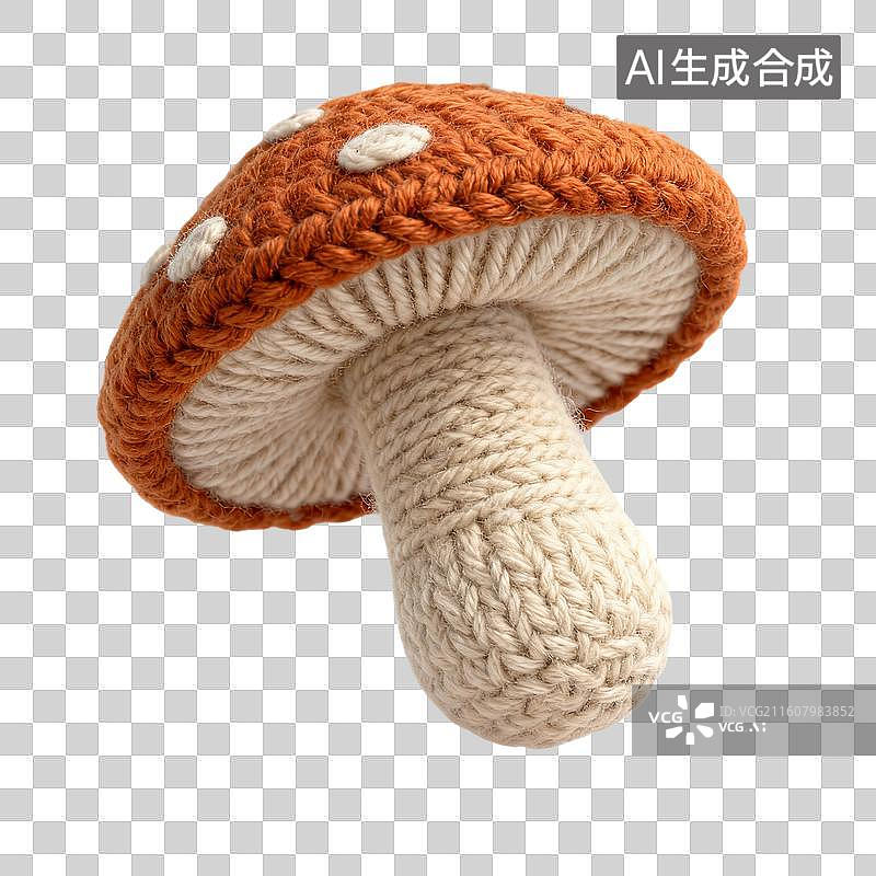【AI数字艺术】手工钩织的红色蘑菇图片素材