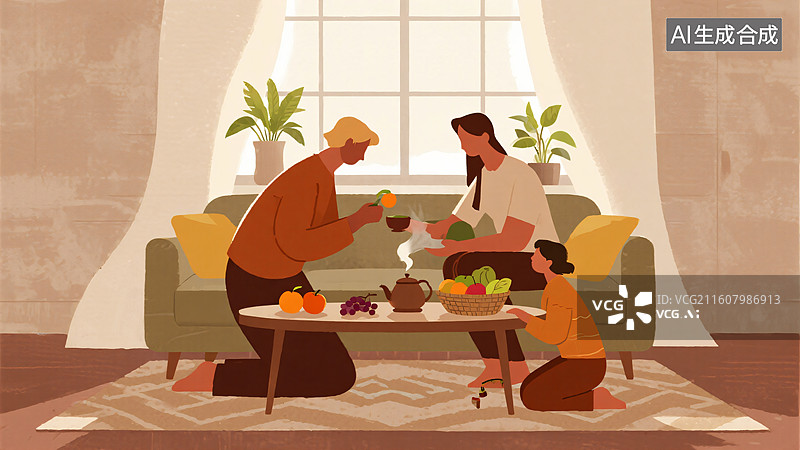 【AI数字艺术】温馨家园：健康与爱的交响图片素材