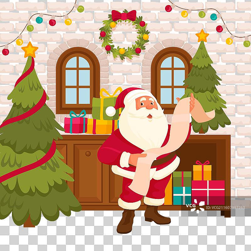 平铺的圣诞老人工作室庆祝场景图片素材