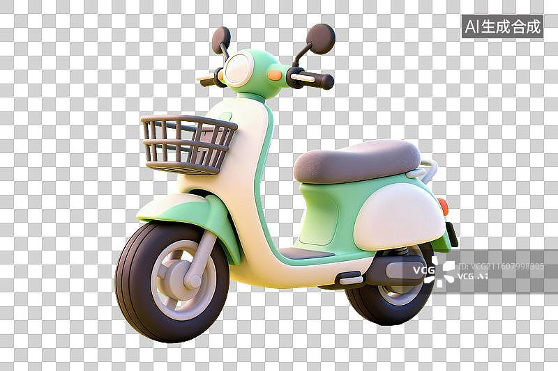【AI数字艺术】卡通风格，一辆电动自行车PNG格式的免扣元素图片素材