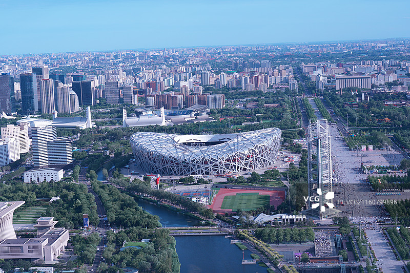 北京鸟巢与水立方同框图片素材