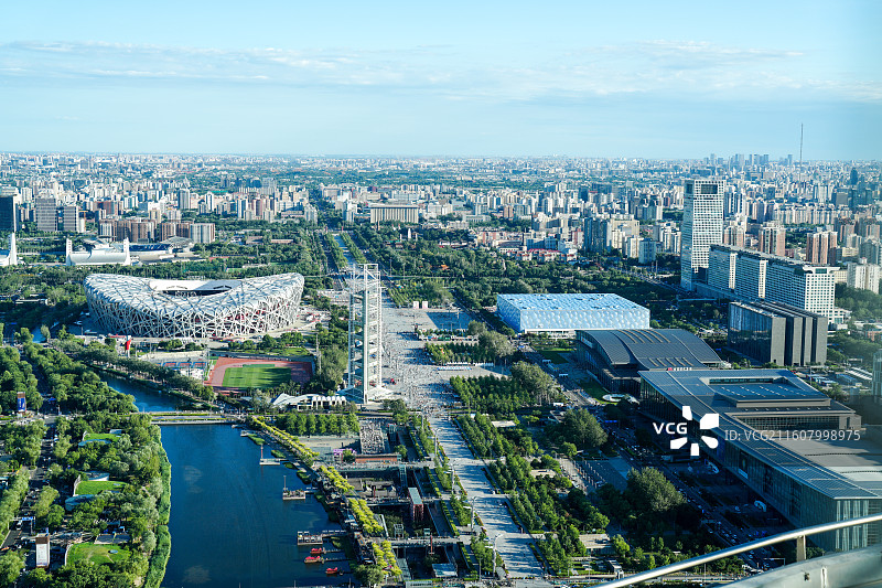 北京鸟巢与水立方同框图片素材