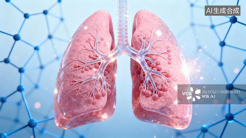 【AI数字艺术】人体肺部结构示意图图片素材