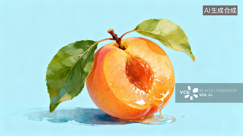 【AI数字艺术】水蜜桃切开滴汁图片素材