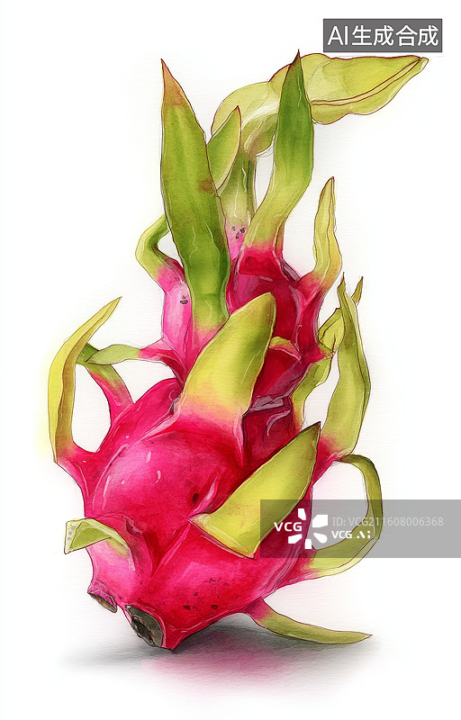 【AI数字艺术】一颗色彩鲜艳的火龙果特写展示图片素材