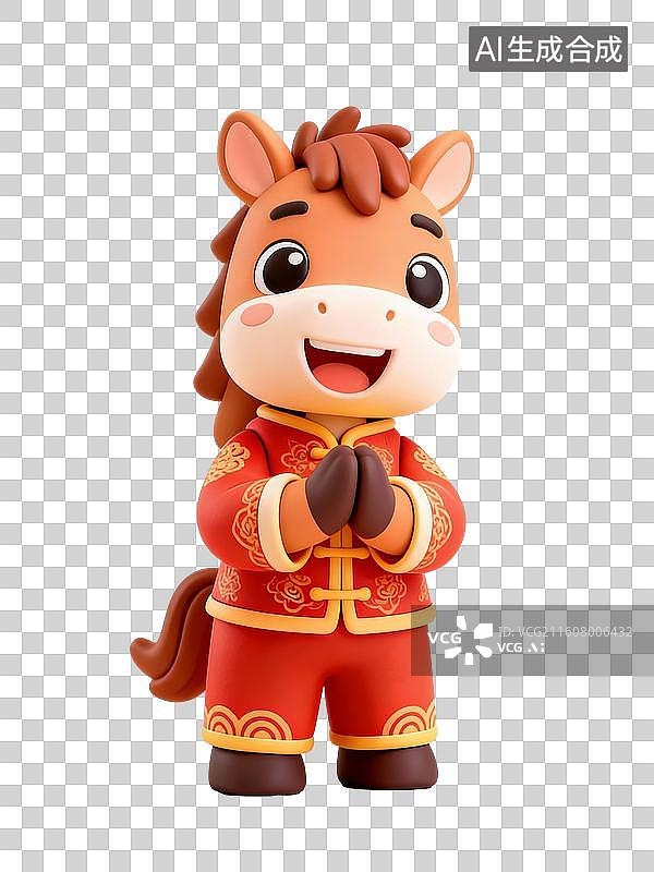 【AI数字艺术】3D卡通十二生肖马年元素-拜年祝福图片素材