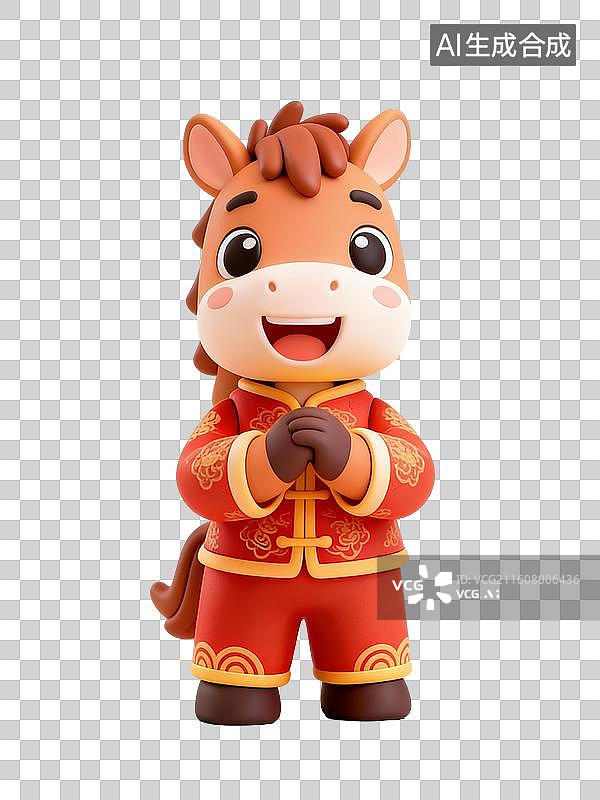 【AI数字艺术】3D卡通十二生肖马年元素-拜年祝福图片素材