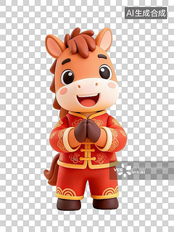 【AI数字艺术】3D卡通十二生肖马年元素-拜年祝福图片素材