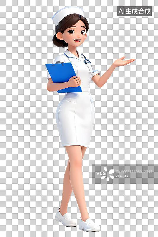 【AI数字艺术】透明通道免扣 女护士图片素材