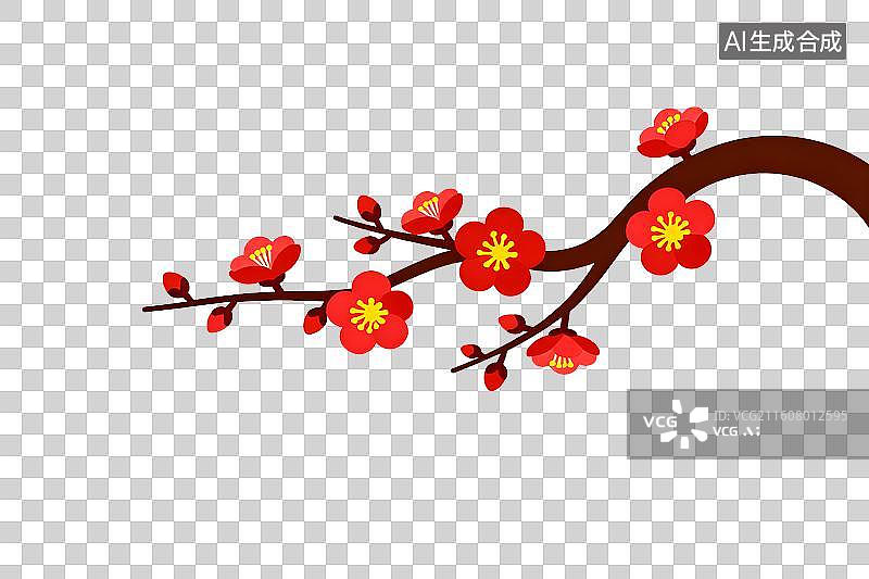 【AI数字艺术】透明通道免扣 梅花枝条图片素材