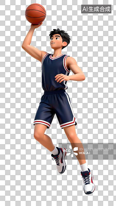 【AI数字艺术】免扣透明通道 男生打篮球图片素材