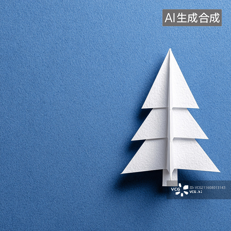 【AI数字艺术】简约白色折纸圣诞树图片素材