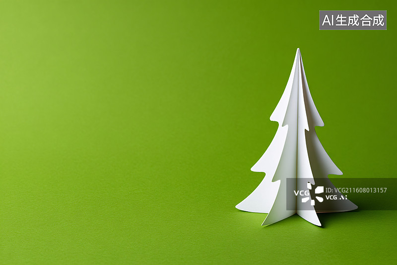 【AI数字艺术】简约白色折纸圣诞树图片素材