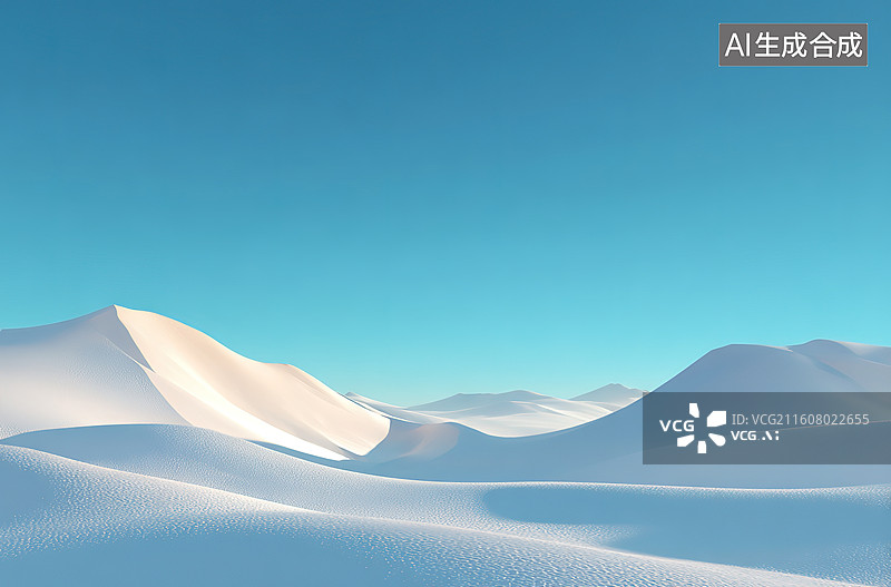 【AI数字艺术】雪原上的沙丘与蓝天图片素材