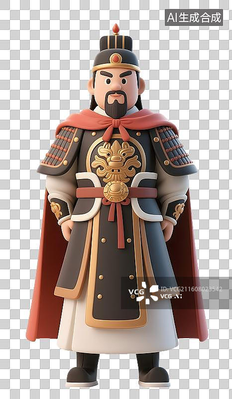 【AI数字艺术】AIGC：3D卡通历史人物郑成功，元素，免抠图图片素材