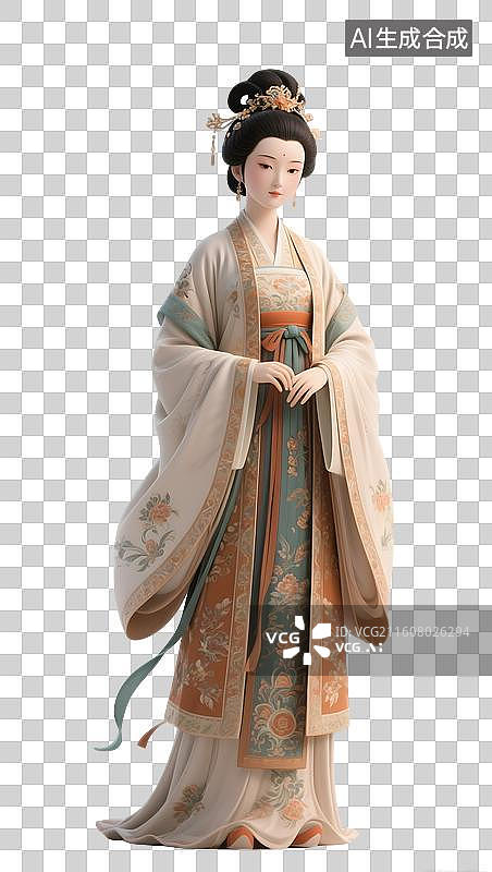 【AI数字艺术】AIGC：3D古代人物，美女，西施，传统服装，设计元素，免抠图图片素材