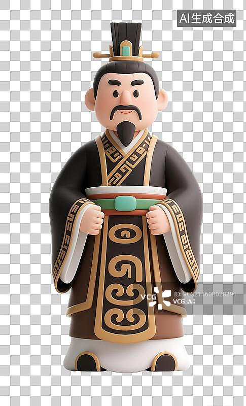 【AI数字艺术】AIGC：3D卡通古代帝王 君主 皇帝，设计元素，免抠图形图片素材