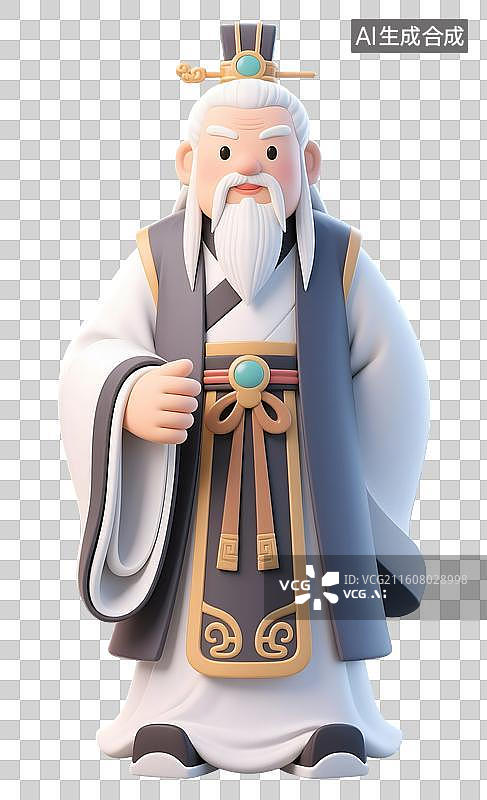 【AI数字艺术】AIGC：3D古代人物，孔子，历史人物，元素，免抠图形图片素材